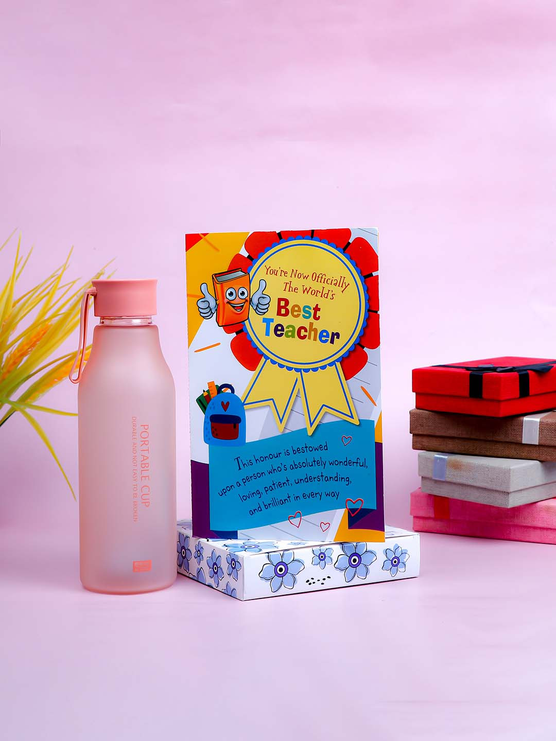 Archies Pink & Blue Best Teacher Greeting Card With Sipper