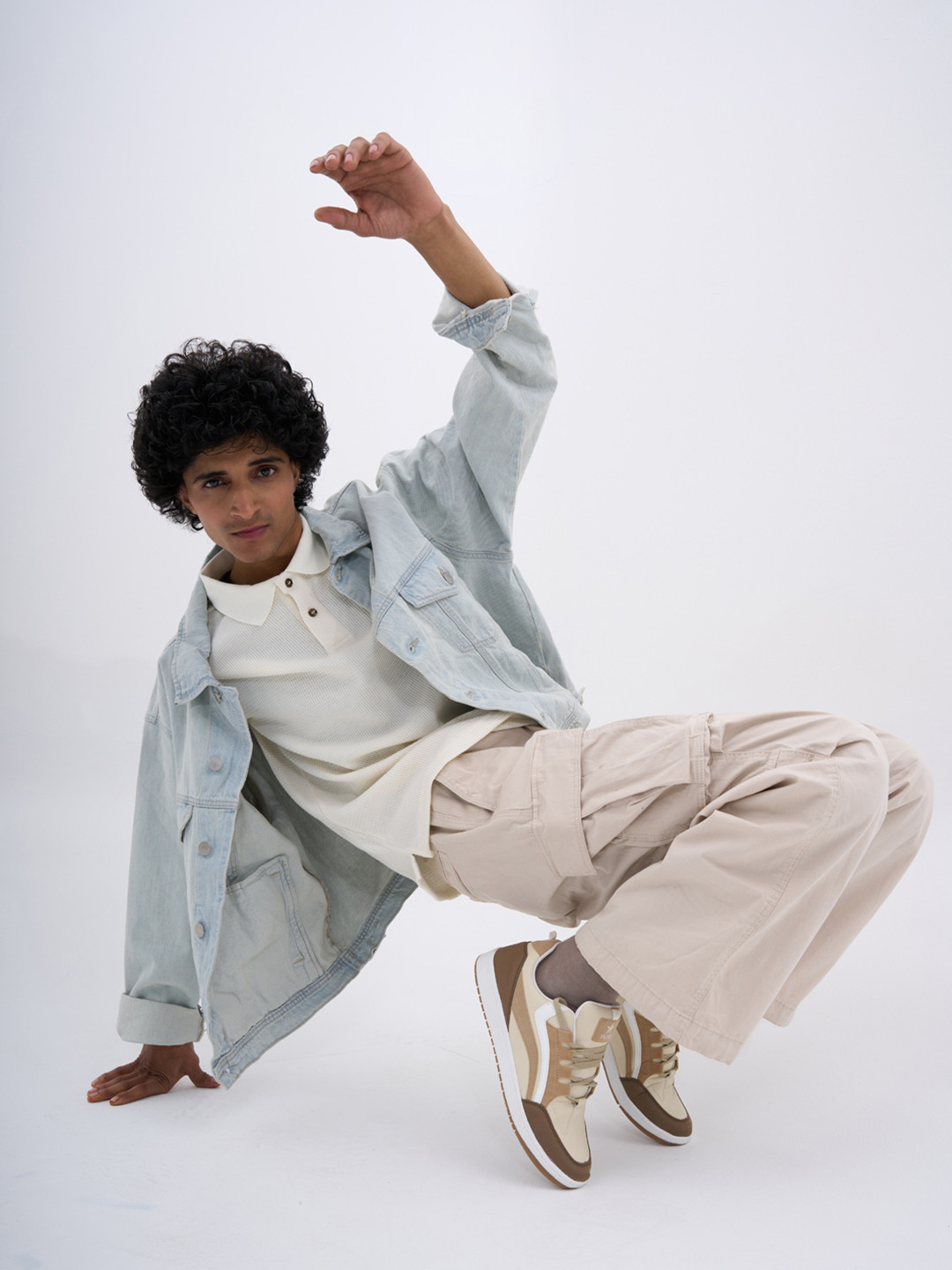 FAUSTO Men's Beige Colourblocked Low Top Classic Lace-Up PU Sneakers Shoe