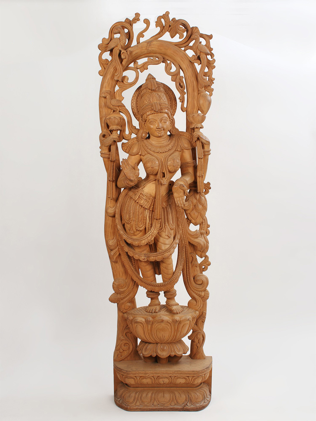 Exotic India Brown Wooden Religious Lakshmi Idol Showpiece