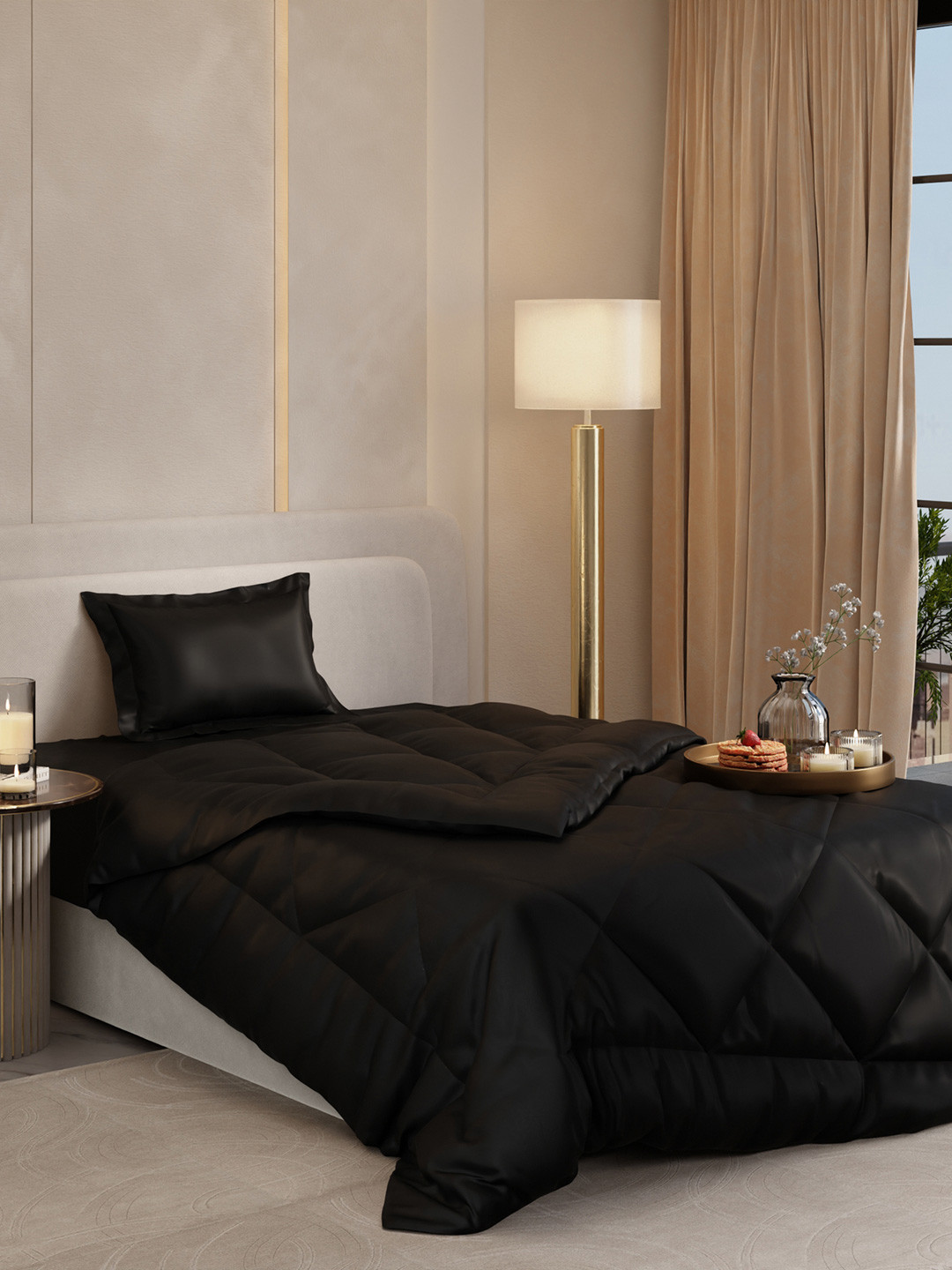 Stoa Paris Date Night Collection Black Geometric 3 Piece Single Regular Bedding Set