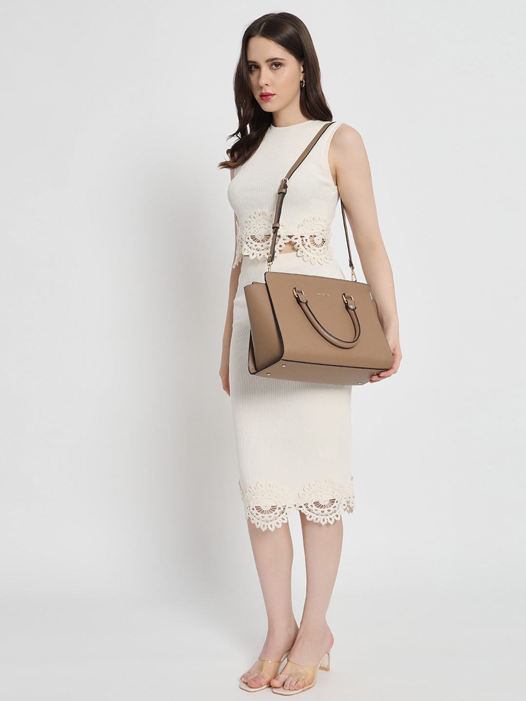 THE GUSTO PU Structured Satchel with Bow Detail