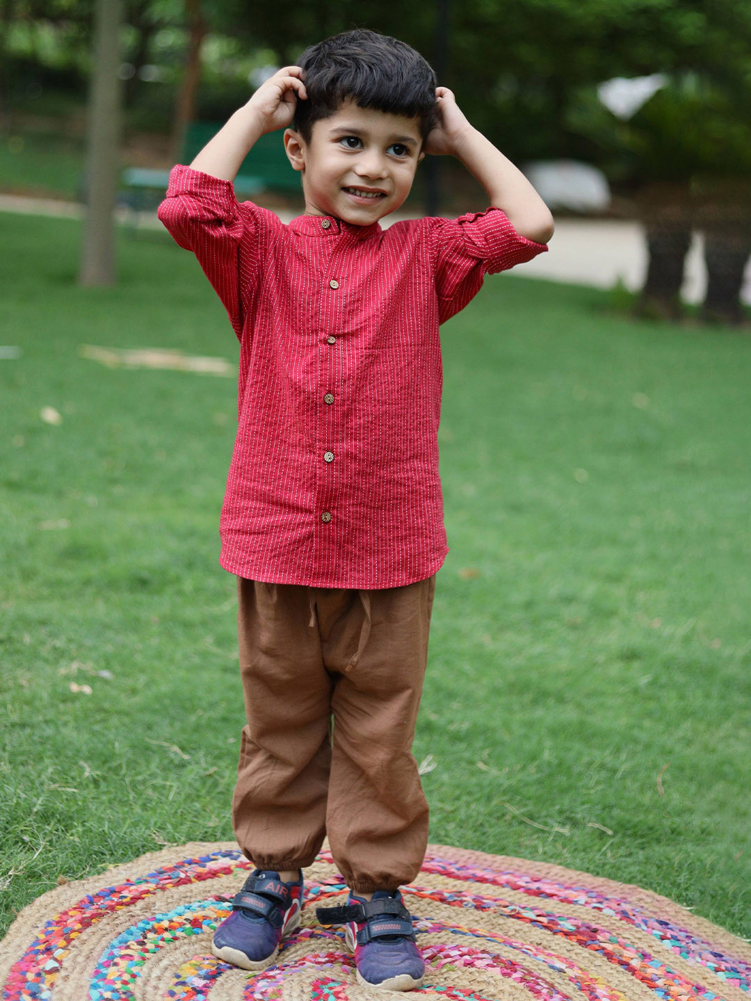 Peekaaboo Kids Boys Striped Shirt with Trousers