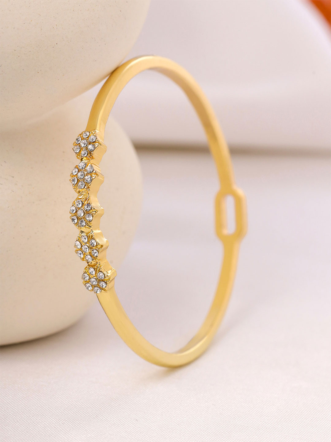 Yellow Chimes Gold Plated Crystals  Bangle Style Bracelet
