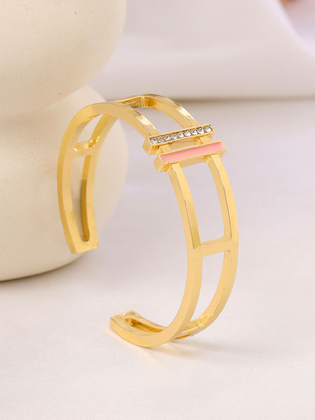 Yellow Chimes Gold Plated Kada Bracelet