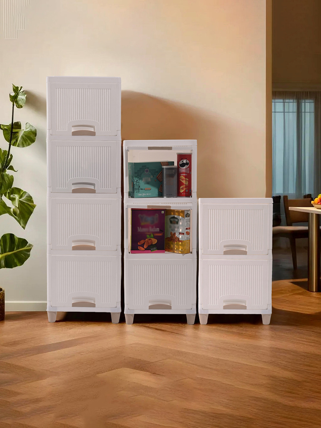 Kuber Industries White 9 Pieces Multi-Utility Folding Cabinet Storage Organizer