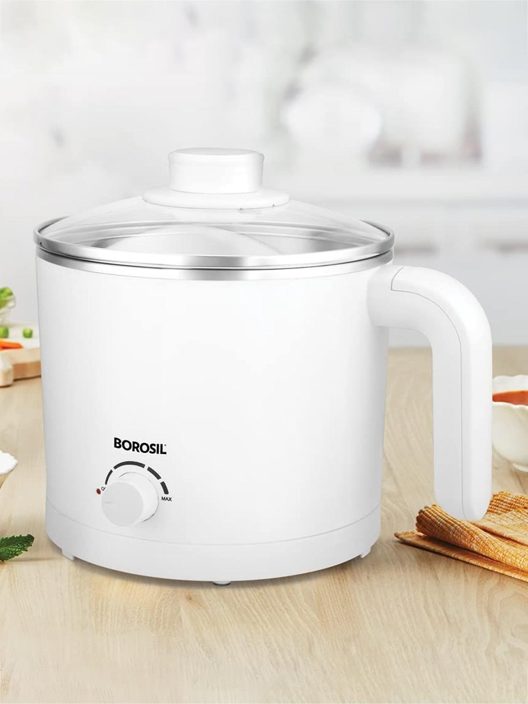 BOROSIL White Stainless Steel Elcetric Kettle-1.2L
