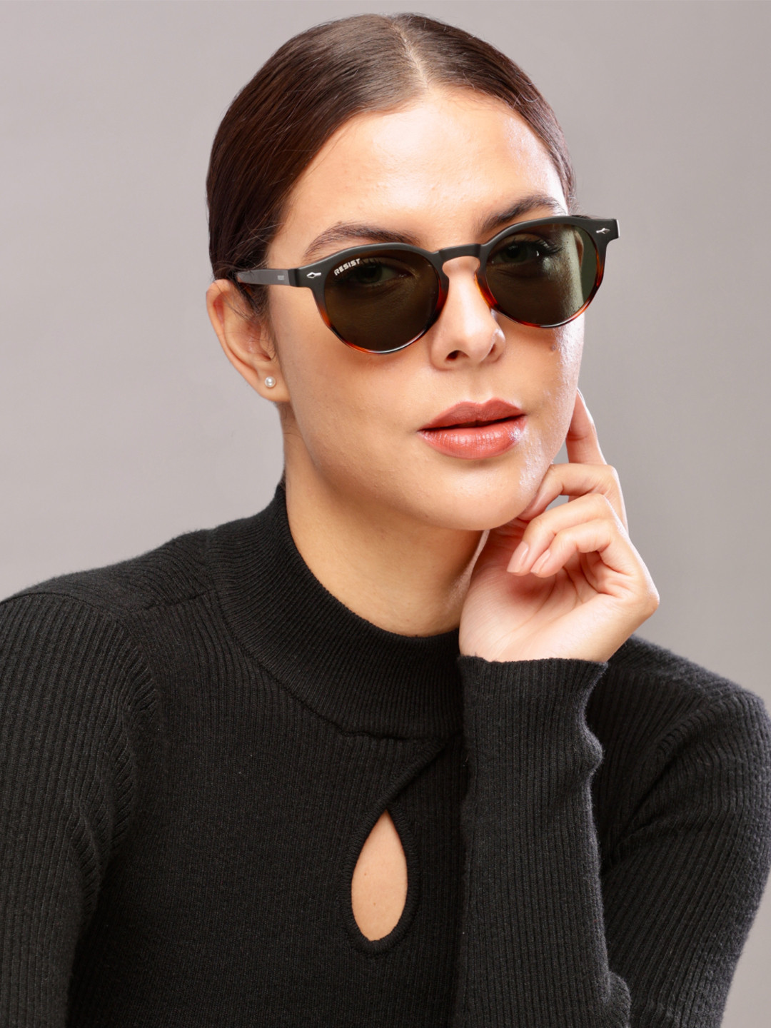 RESIST EYEWEAR Unisex Round Sunglasses ADAM BLACK BROWN GREEN3-Green