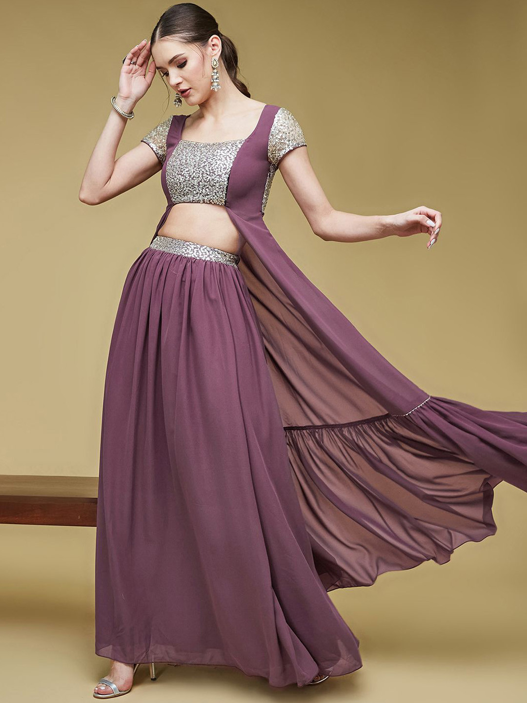 Life With Pockets Cross Country Pitch Embellished Top With Skirt