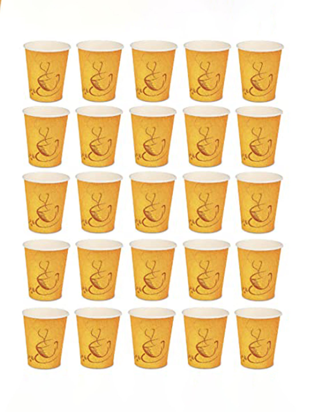 e kysa 25 Pcs Yellow Hard Paper Disposable Tea/Coffee Cups- 250 ml Each