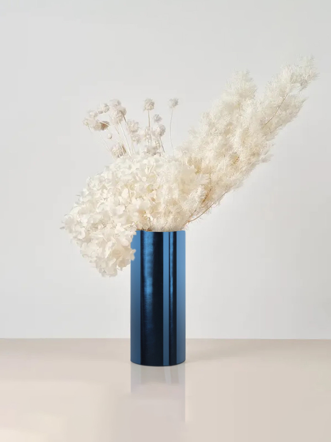 House of Sajja Blue Textured Metal Flower Vases