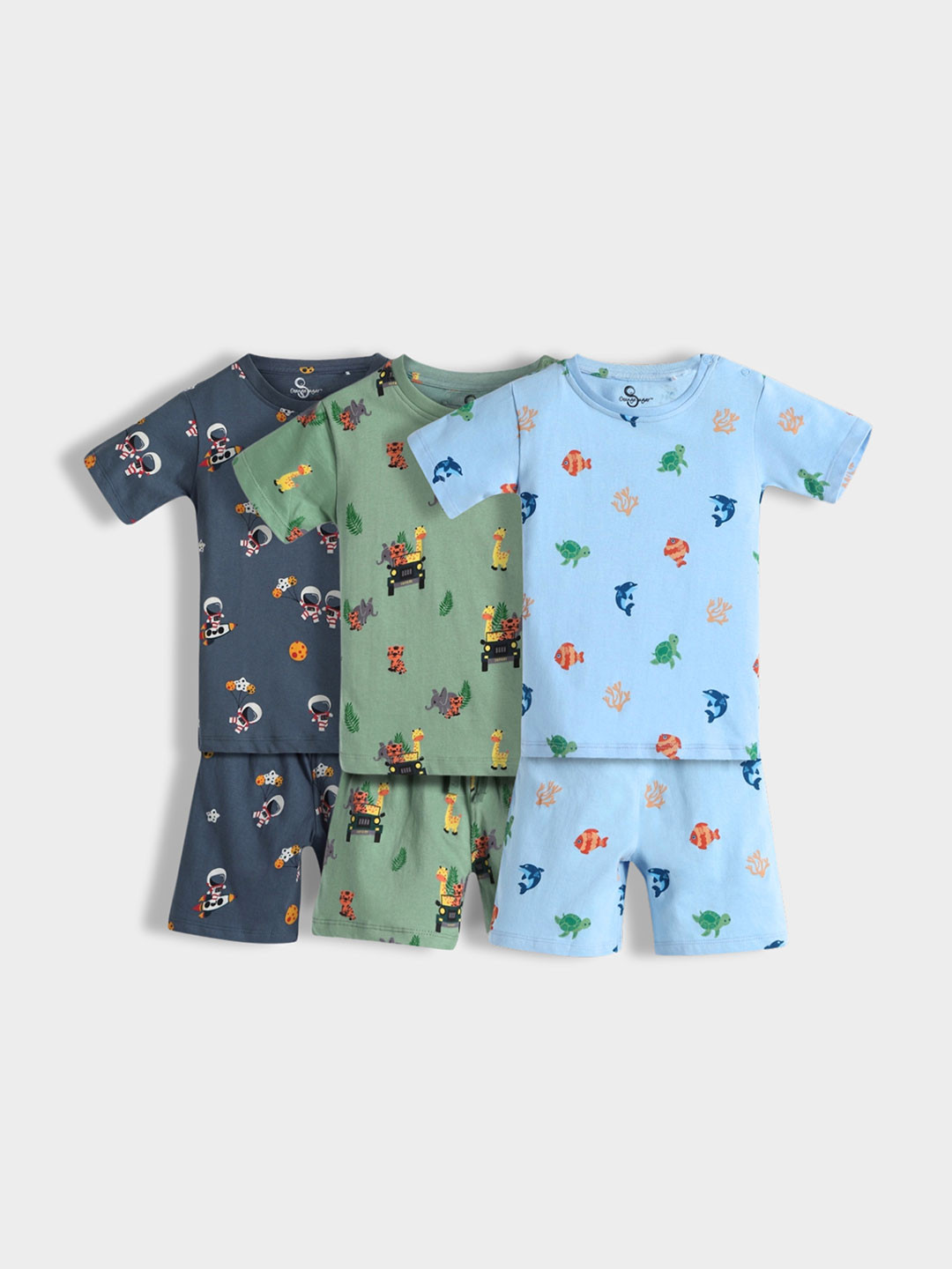 Orange Sugar Kids Pack Of 3 Printed Pure Cotton T-shirt With Shorts