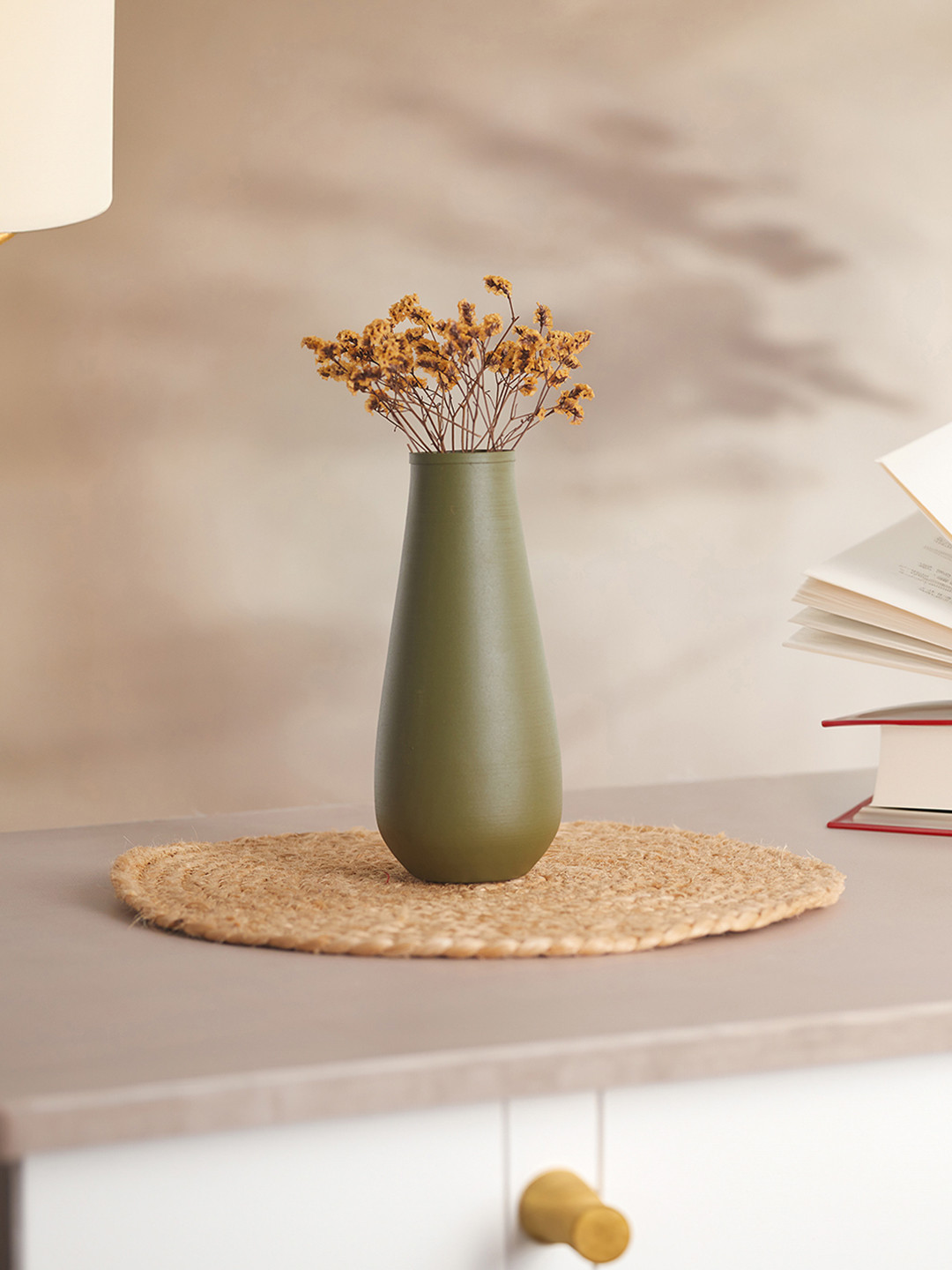 Homspurts Green Metal Matte Finished  Flower Vase