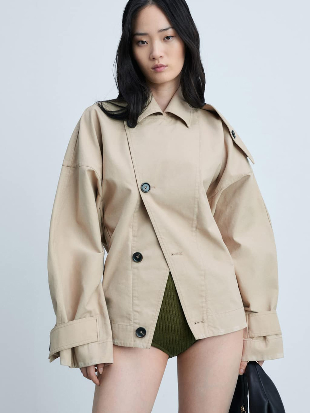MANGO Double-Breasted Shoulder Tabs Coat