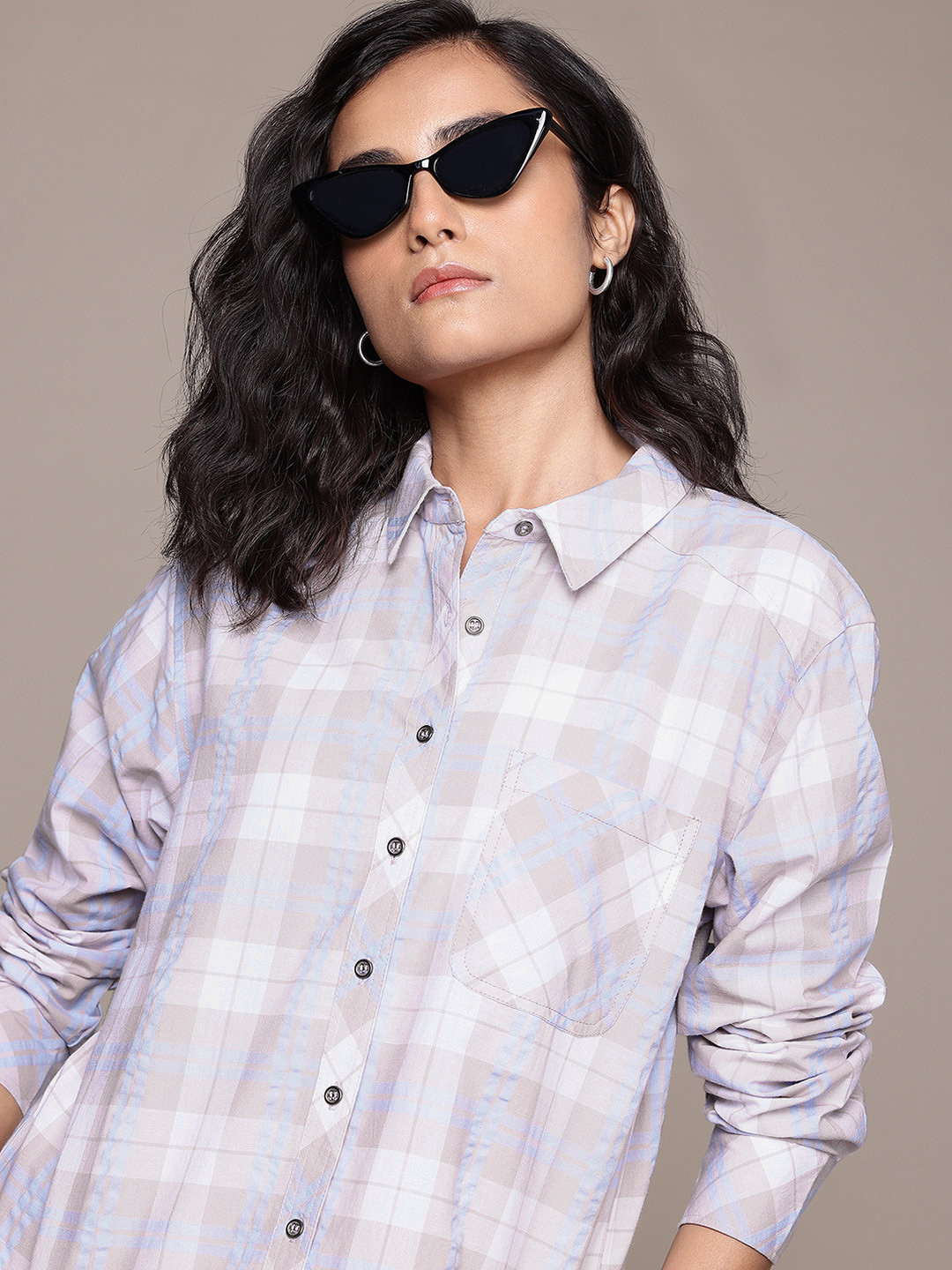 The Roadster Life Co. Checked  Chest Pocket Detail Cotton Shirt