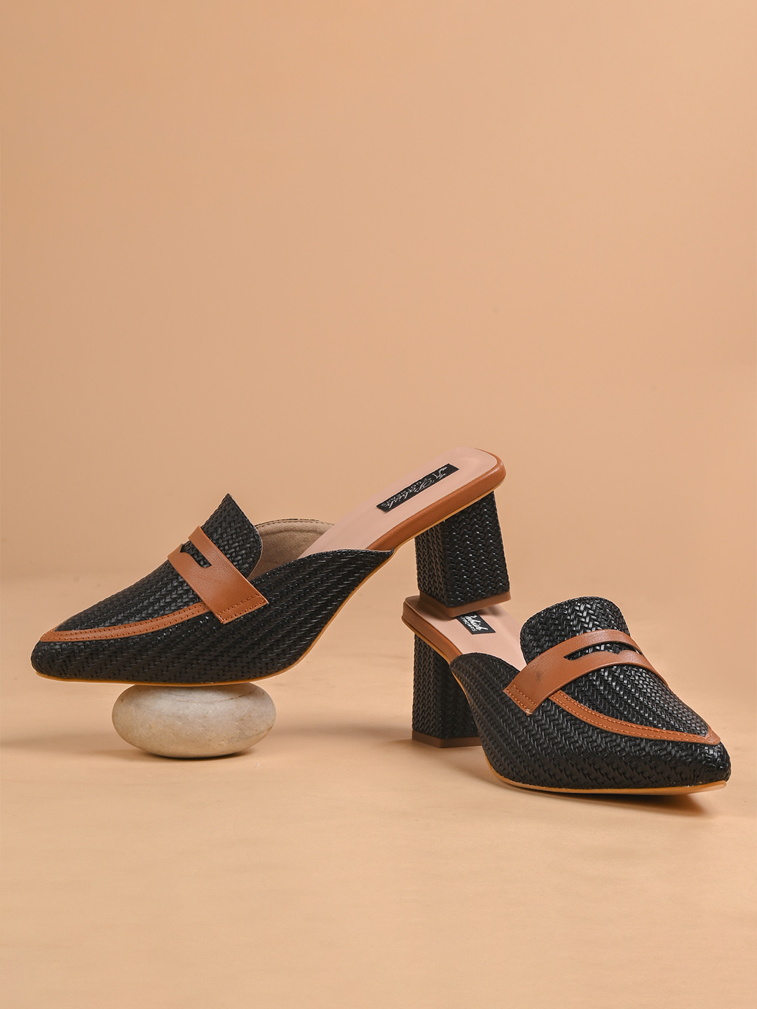 Pabish Footwears Women Printed PU Party Block Mules