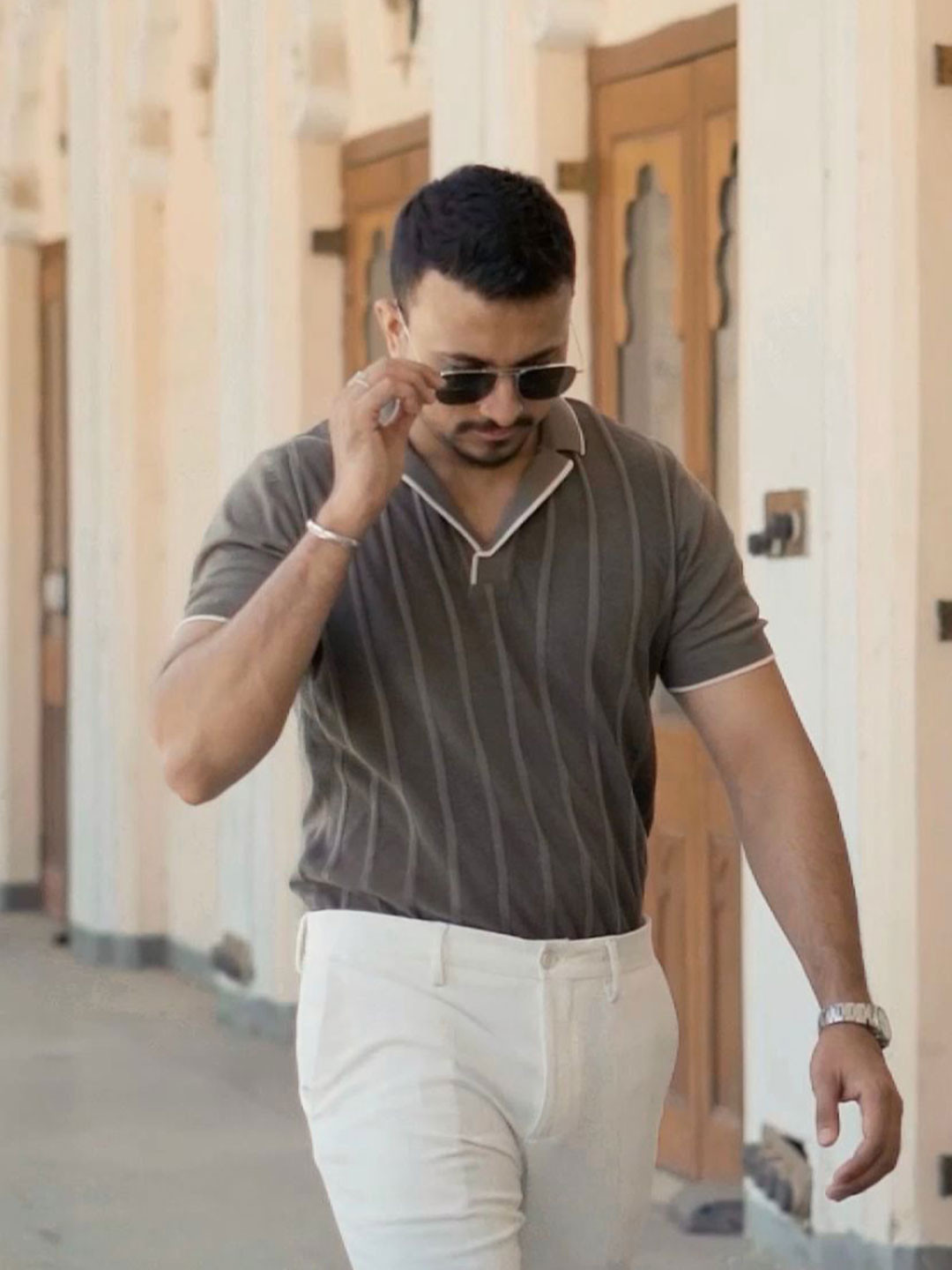 ARMISTO Men Cuban Polo Collar Pure Cotton Knit T-shirt