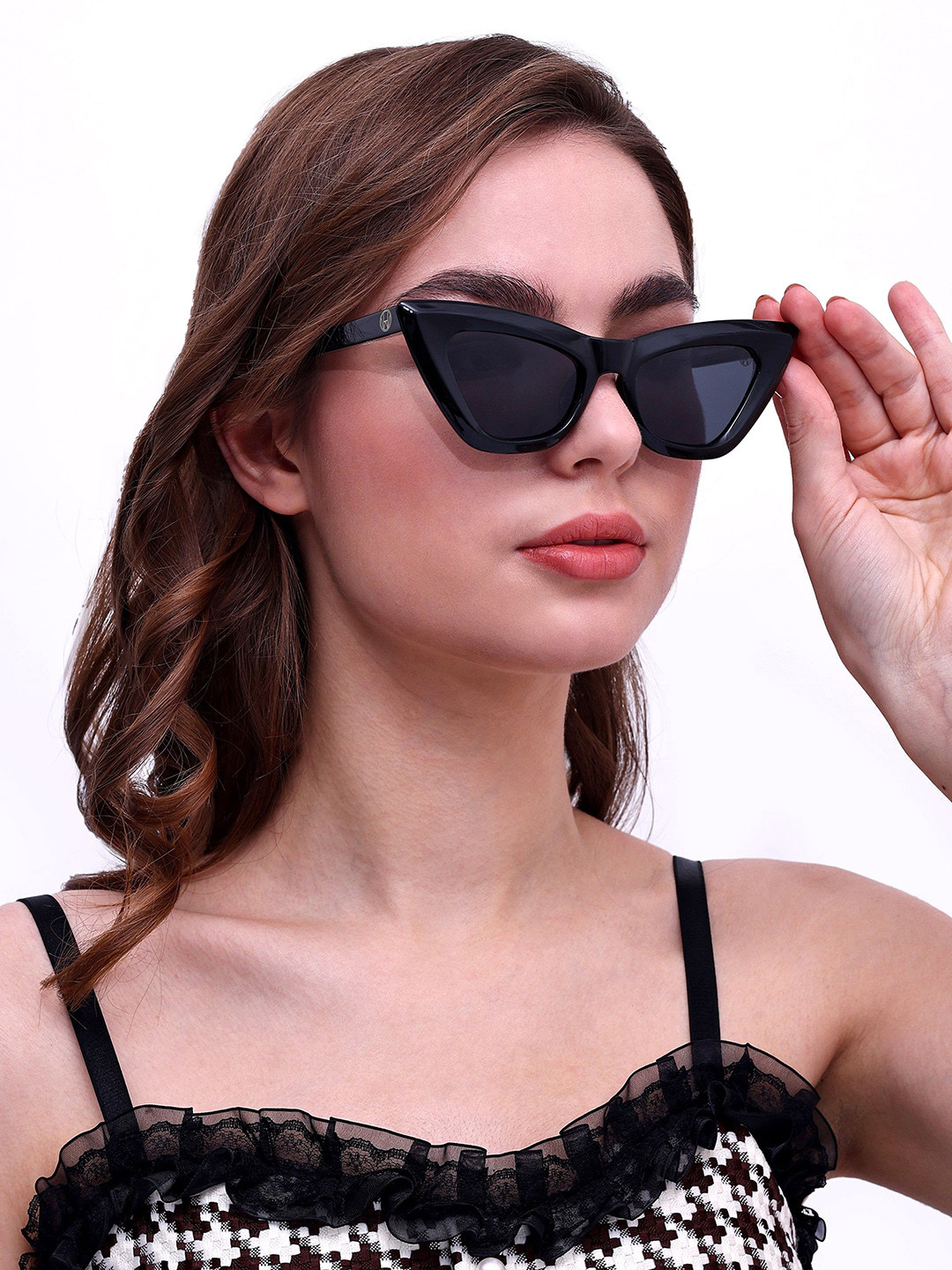 HAMILTANO WINSTON Cateye Women Black Sunglasses with UV Protected Lens