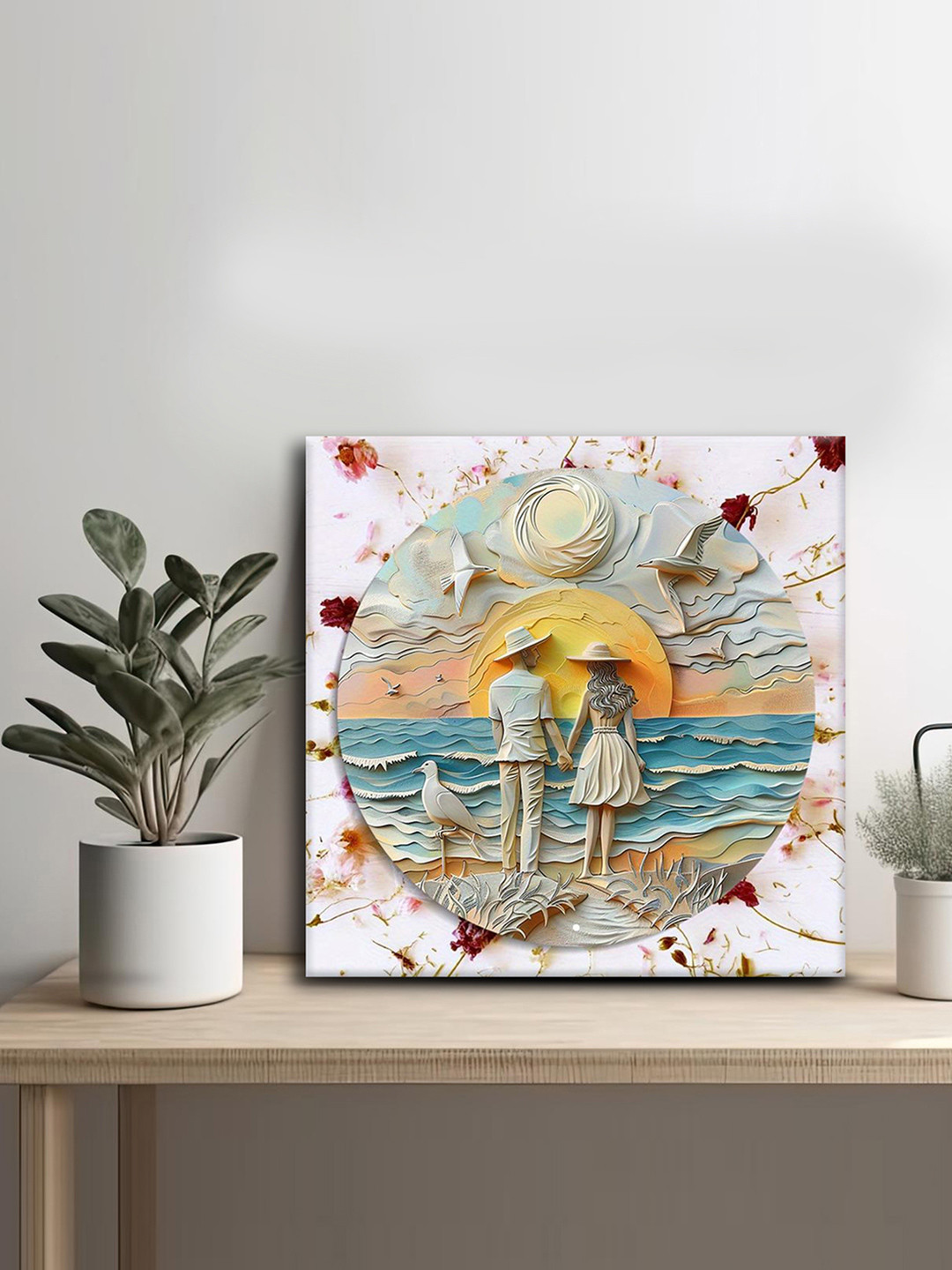 OLIVE TREE White Canvas Wall Living Room Square Paintings Wall Art -27.56 x 27.56In