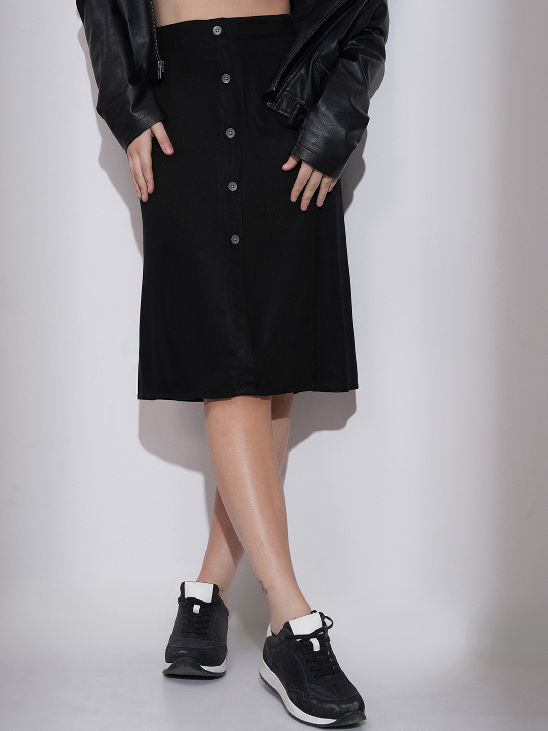 Tokyo Talkies Wrap Midi A-Line Solid Skirts