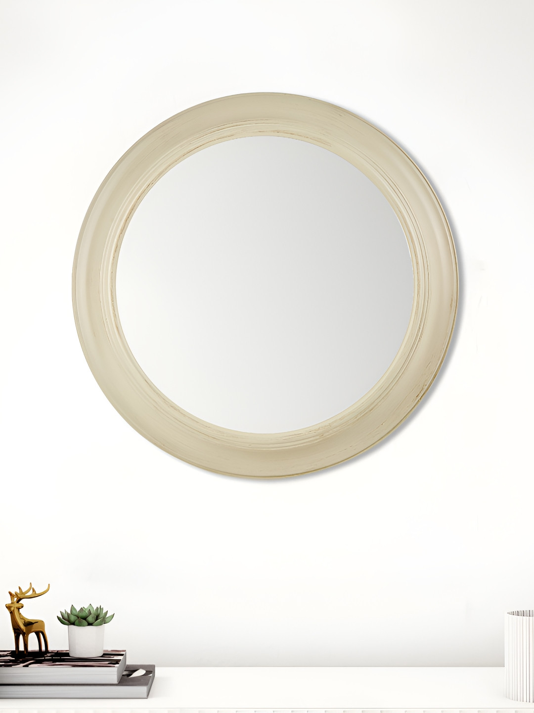 Home Centre Corsica Reflection White Round Wall Mirror
