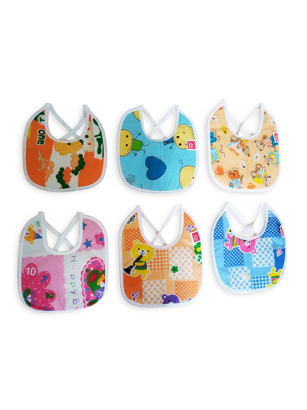BAESD Infants Pack Of 6 Printed Pure Cotton Bibs