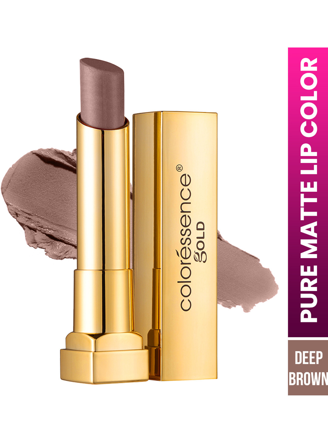 Coloressence Gold Long Lasting Pure Matte Lipstick - 3.3 gm - Deep Brown - VML - 8