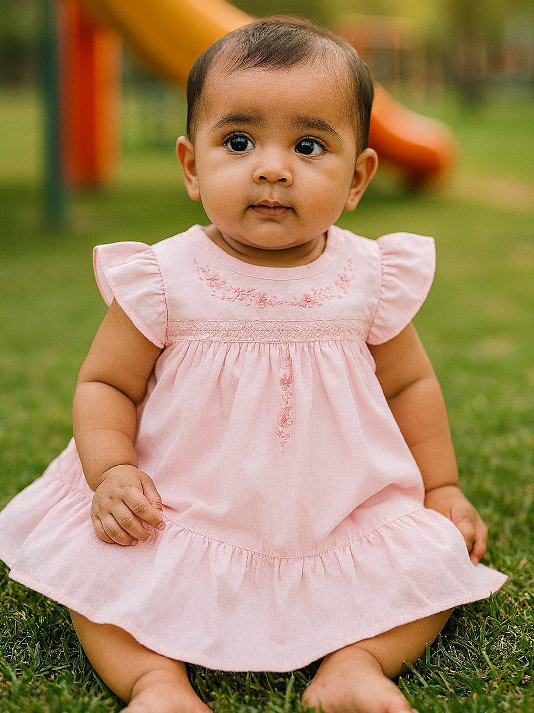 MeeMee Embroidered Batwing Sleeve Fit & Flare Dress