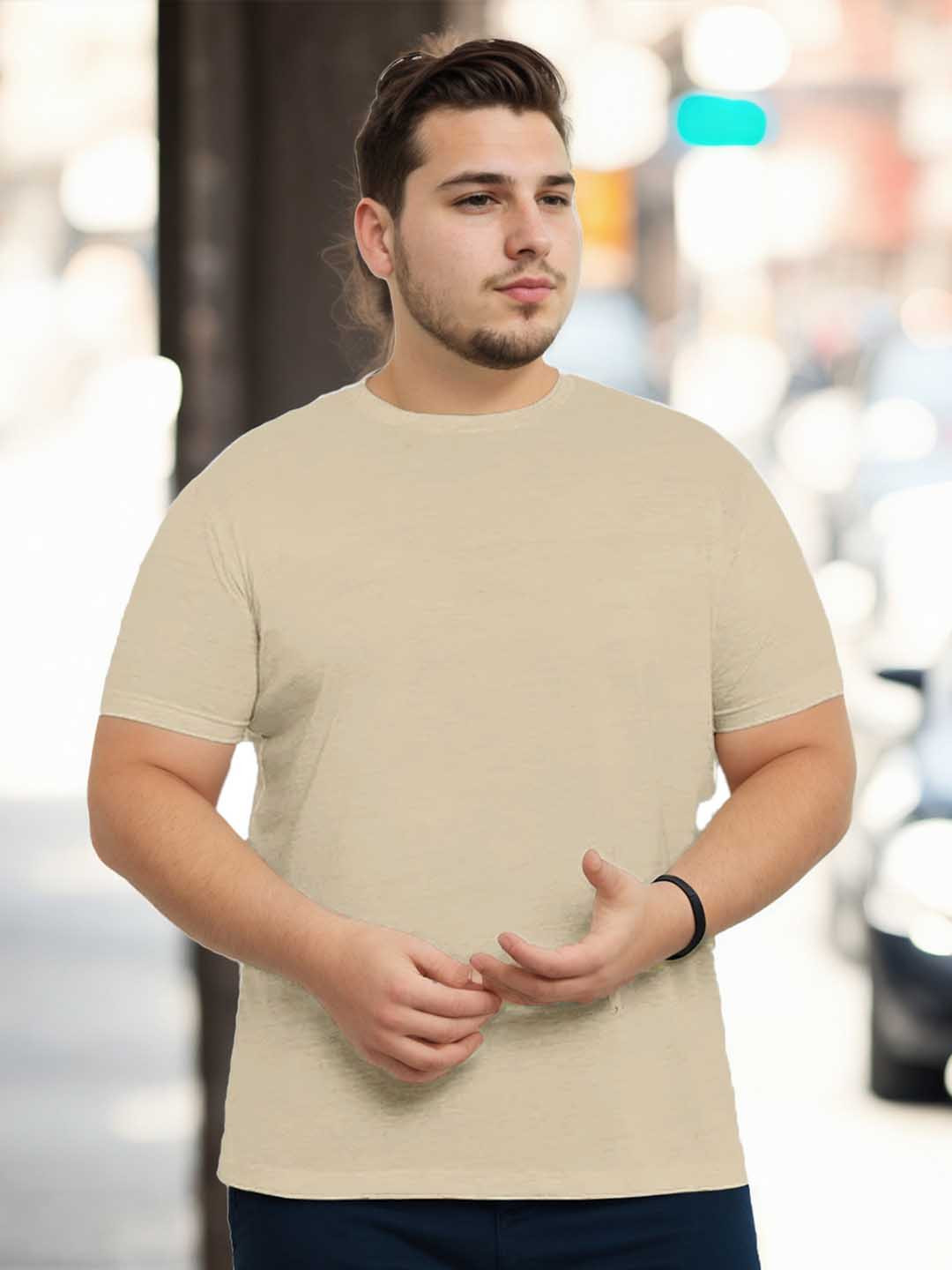 NOBERO Men Plus Size Solid T-shirt