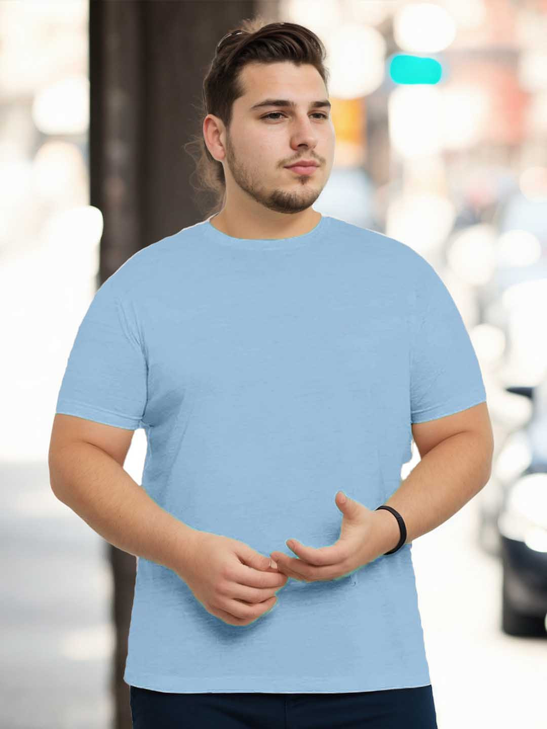 NOBERO Men Plus Size Solid T-shirt