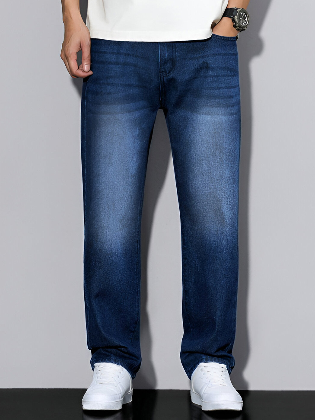 Ben Martin Men Jean Straight Fit High-Rise Light Fade Stretchable Jeans