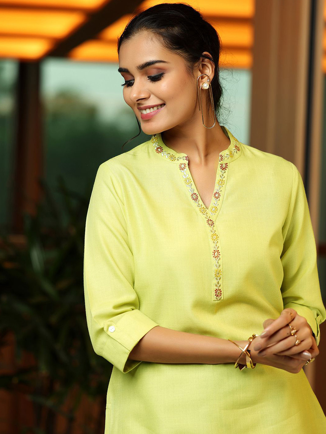 Libas Mandarin Collared Kurtis