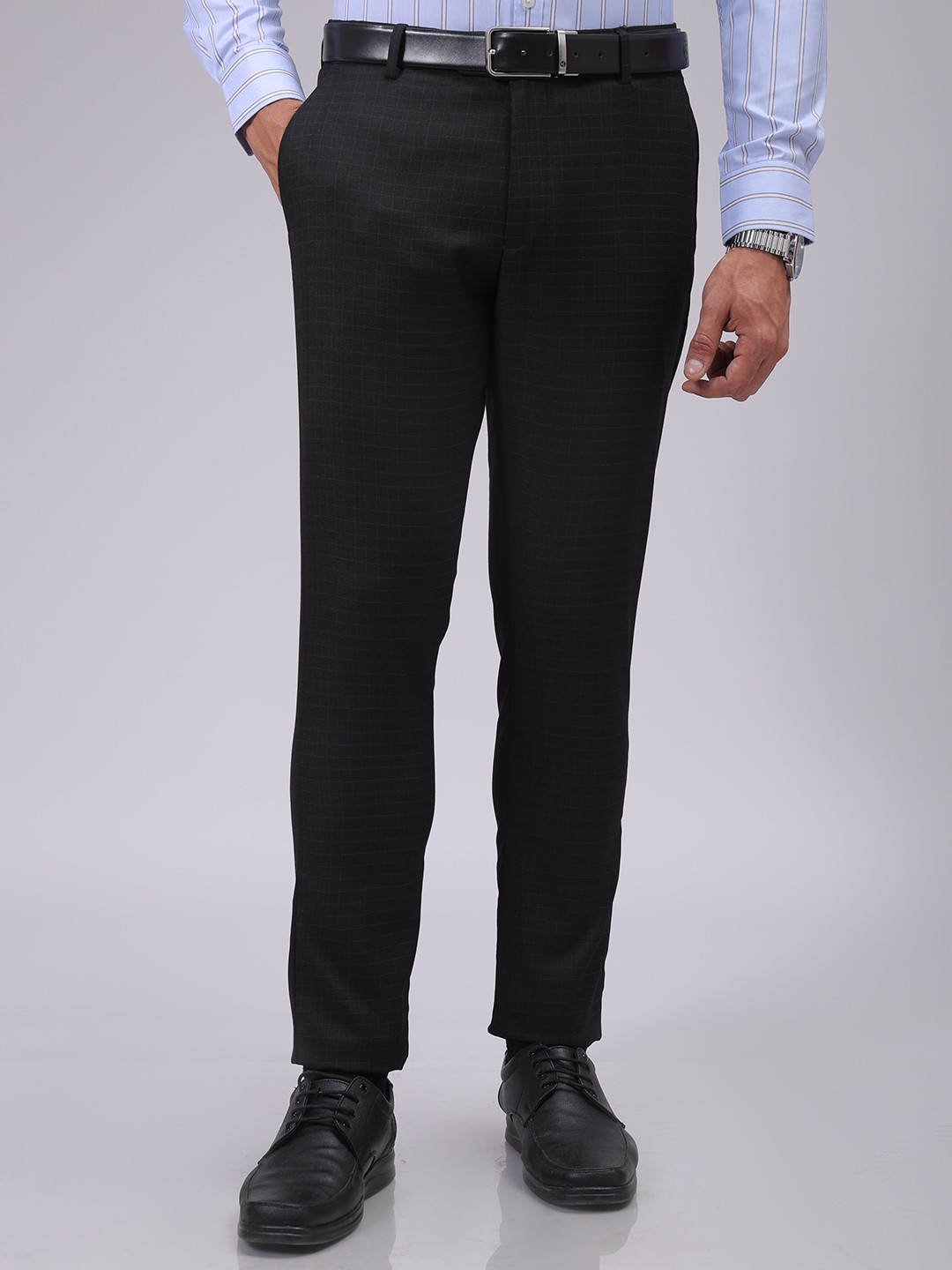 The Indian Garage Co. X Luxe Men Slim Fit Checked Formal Trousers