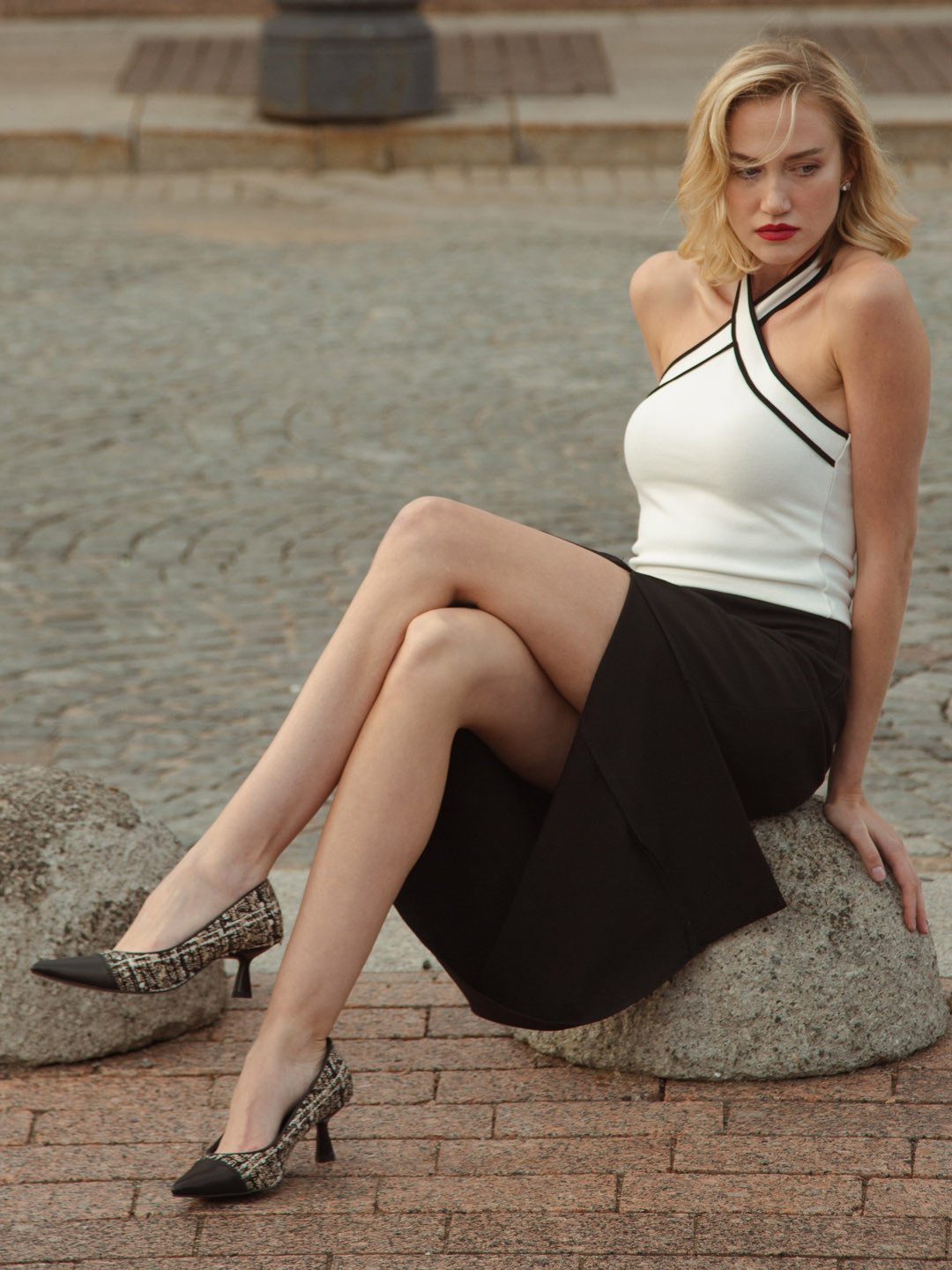 Saint G Printed Leather Kitten Heel Pumps