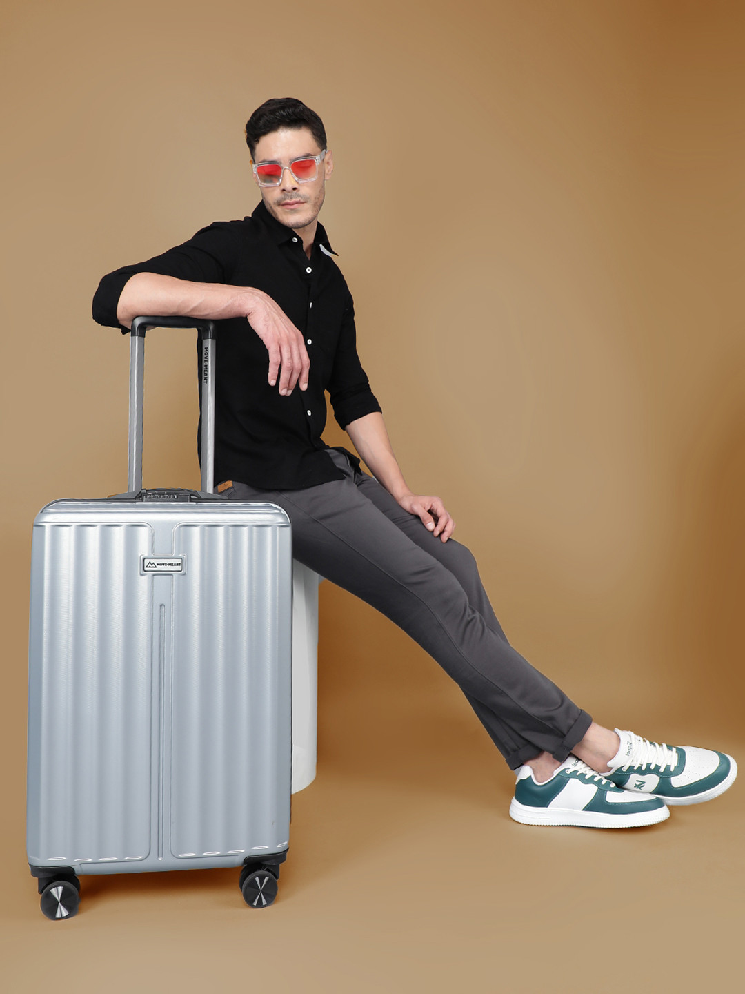 Move-Meant Roamify Polycarbonate 8 Wheel Hard Small Cabin Trolley Suitcase 55 Cm