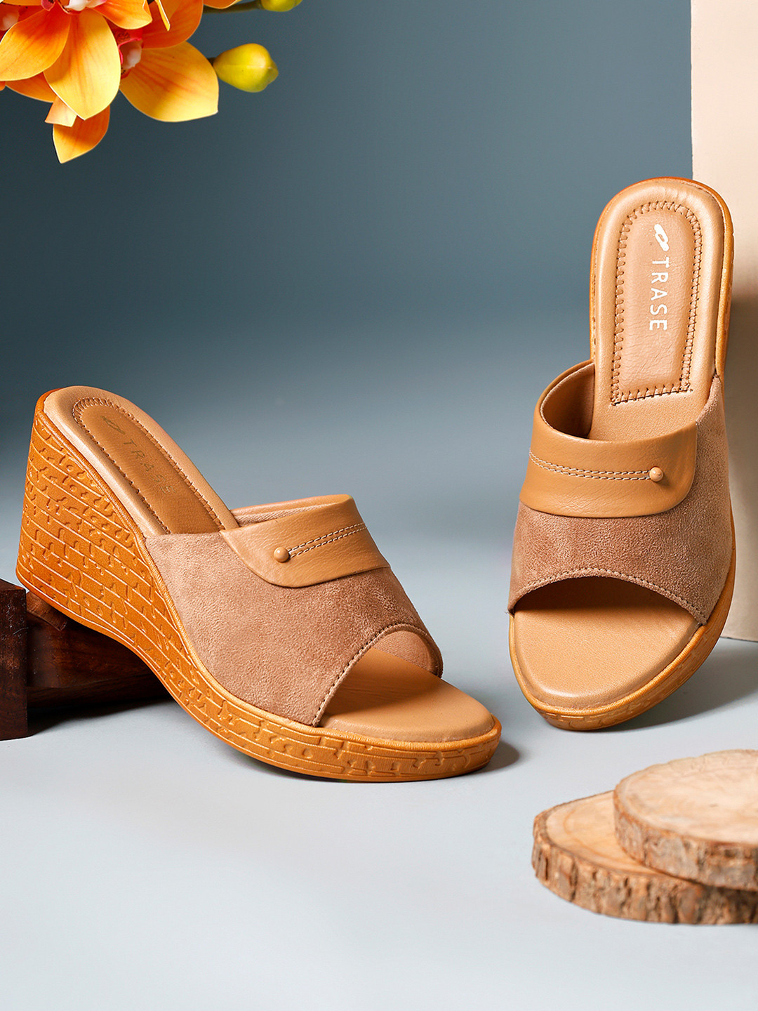 TRASE Suede Wedge Heel Sandals