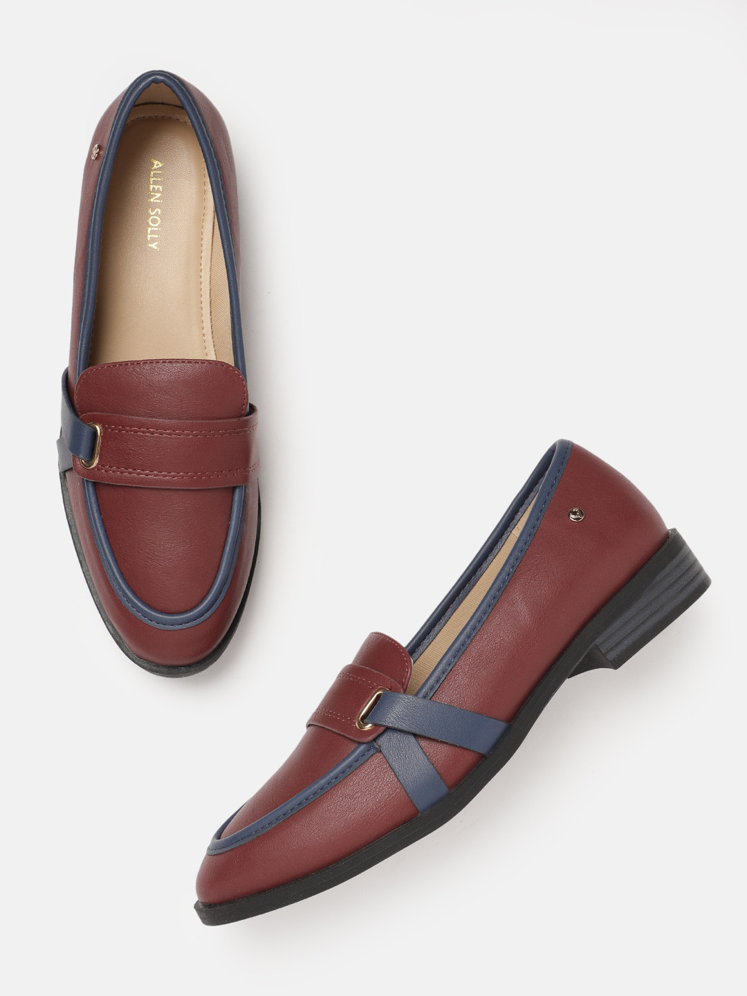 Allen Solly Women Contrast Color Loafers With Comfort Heels