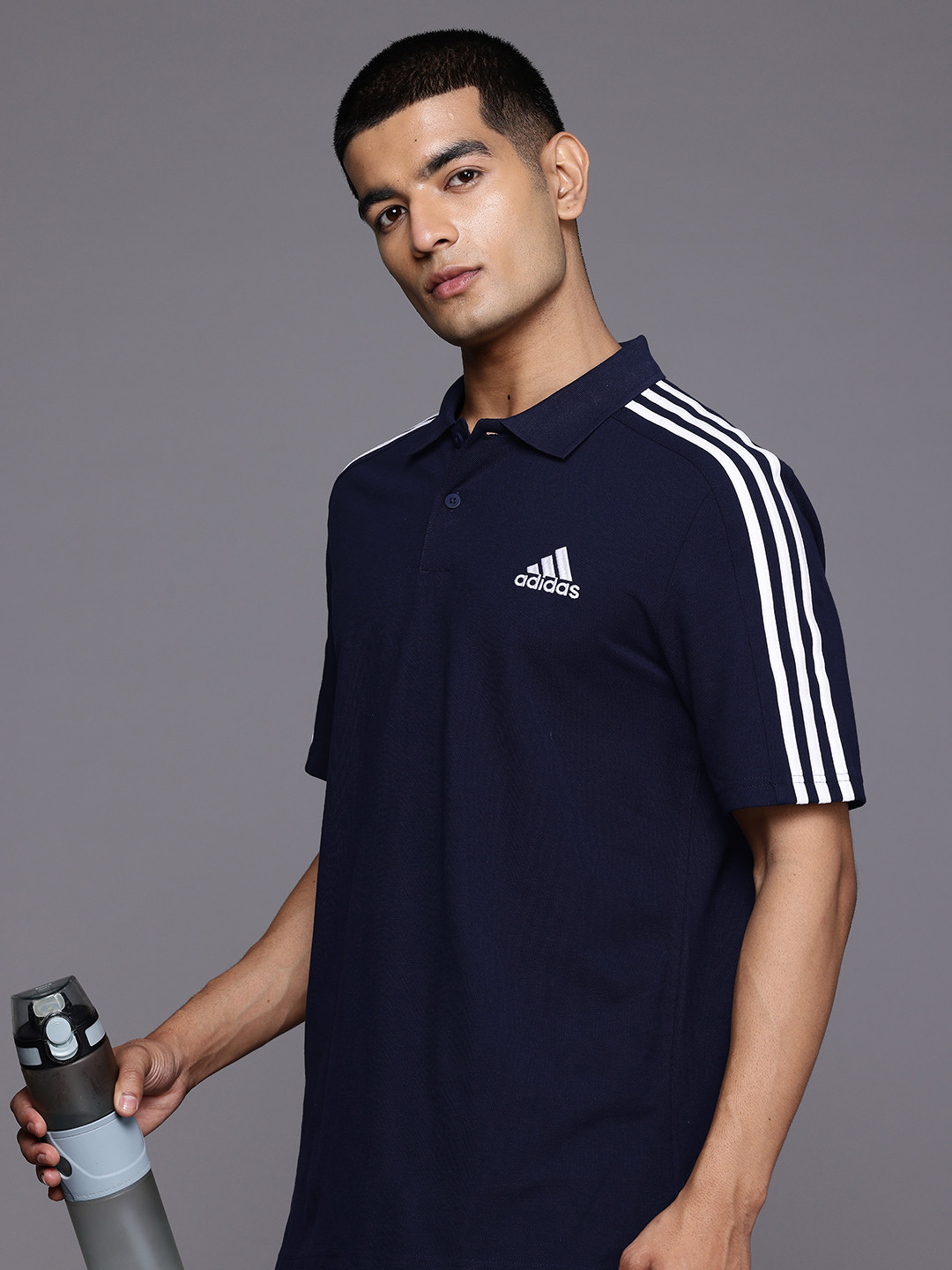 ADIDAS 3-Stripes Pique Pure Cotton Polo Collar T-shirt