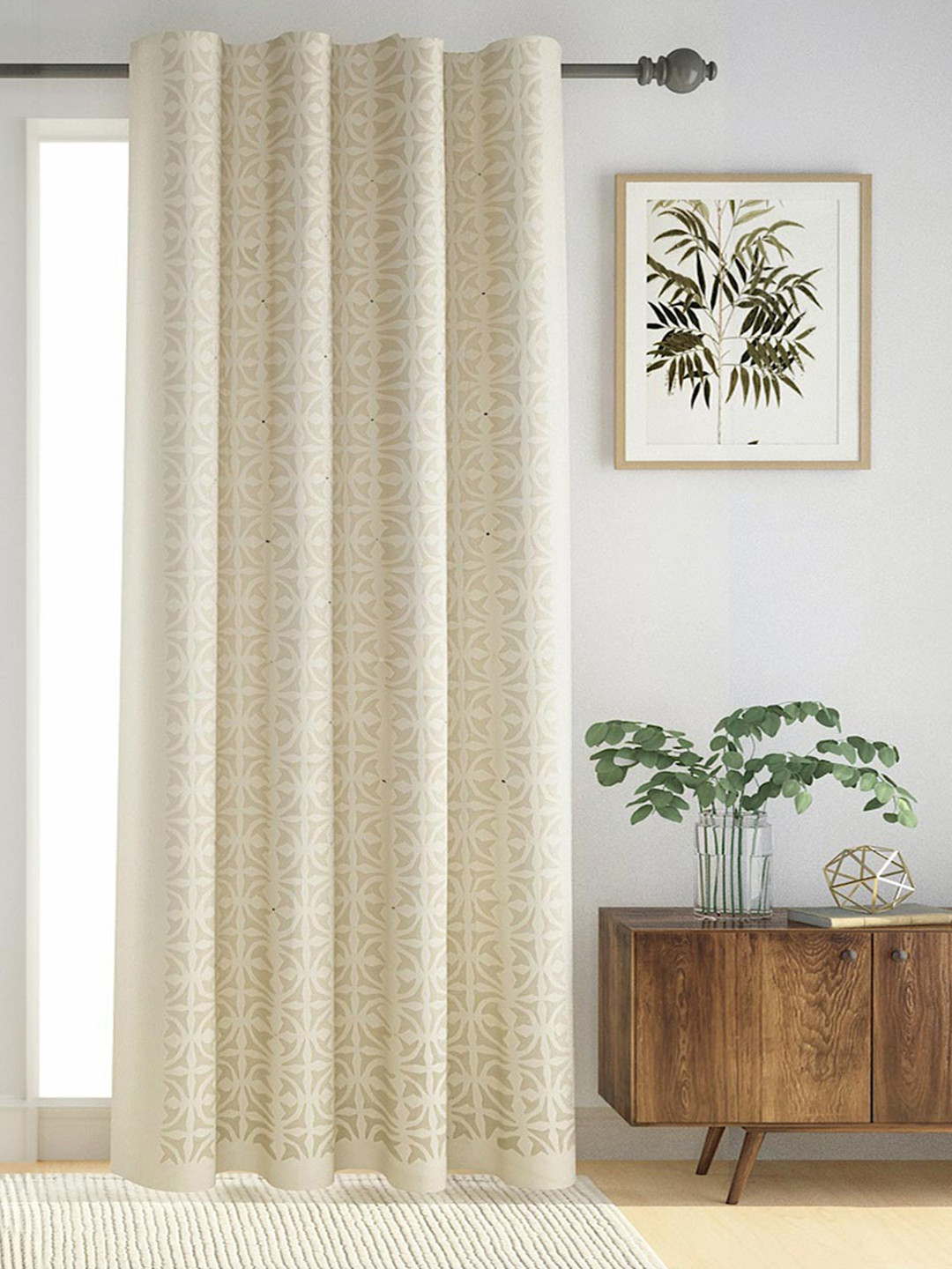 Fabindia Mehreen Off White & Cream Ethnic Motifs Cotton Door Curtain