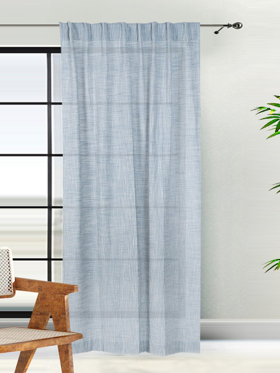 Fabindia Nalika Blue & White Self-Design Cotton Window Curtain