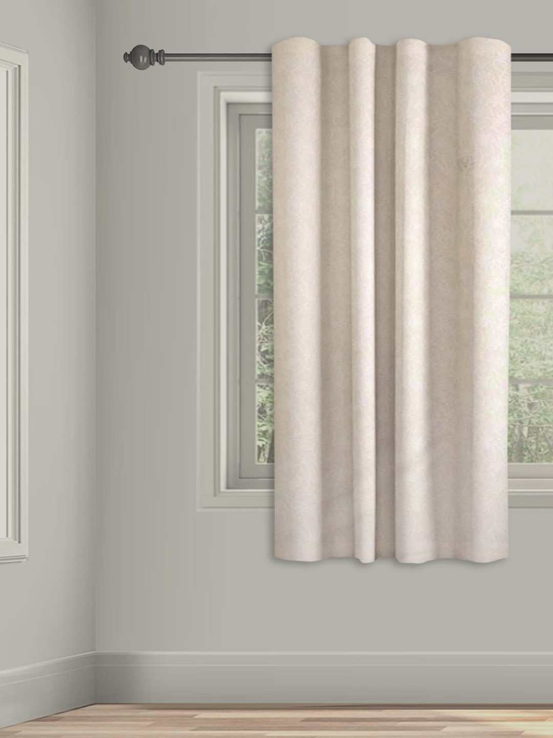 Fabindia Ednit Off White Floral Cotton Door Curtain