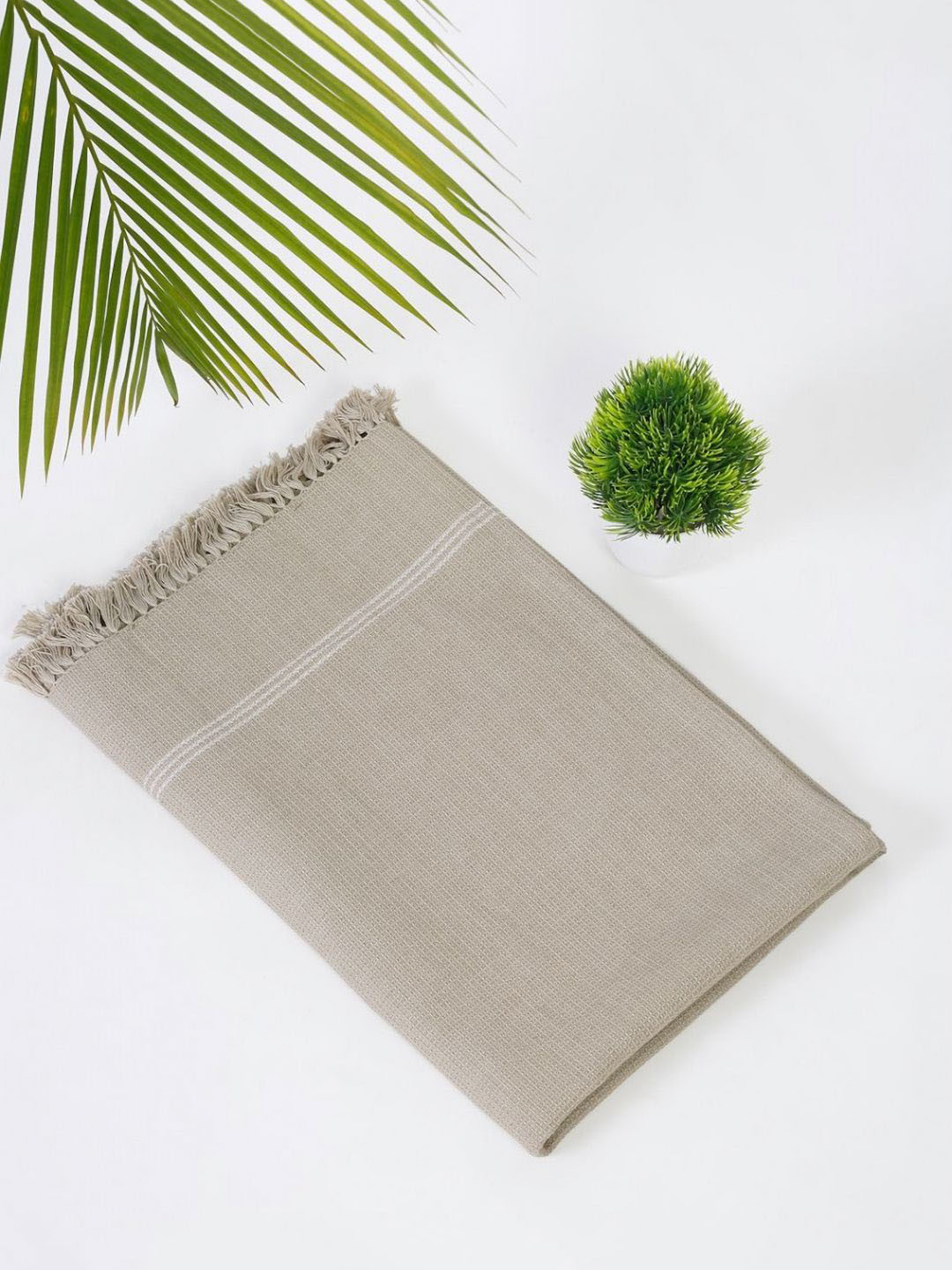 Fabindia Jia Beige Honeycomb -Pattern Cotton 200 GSM Bath Towel