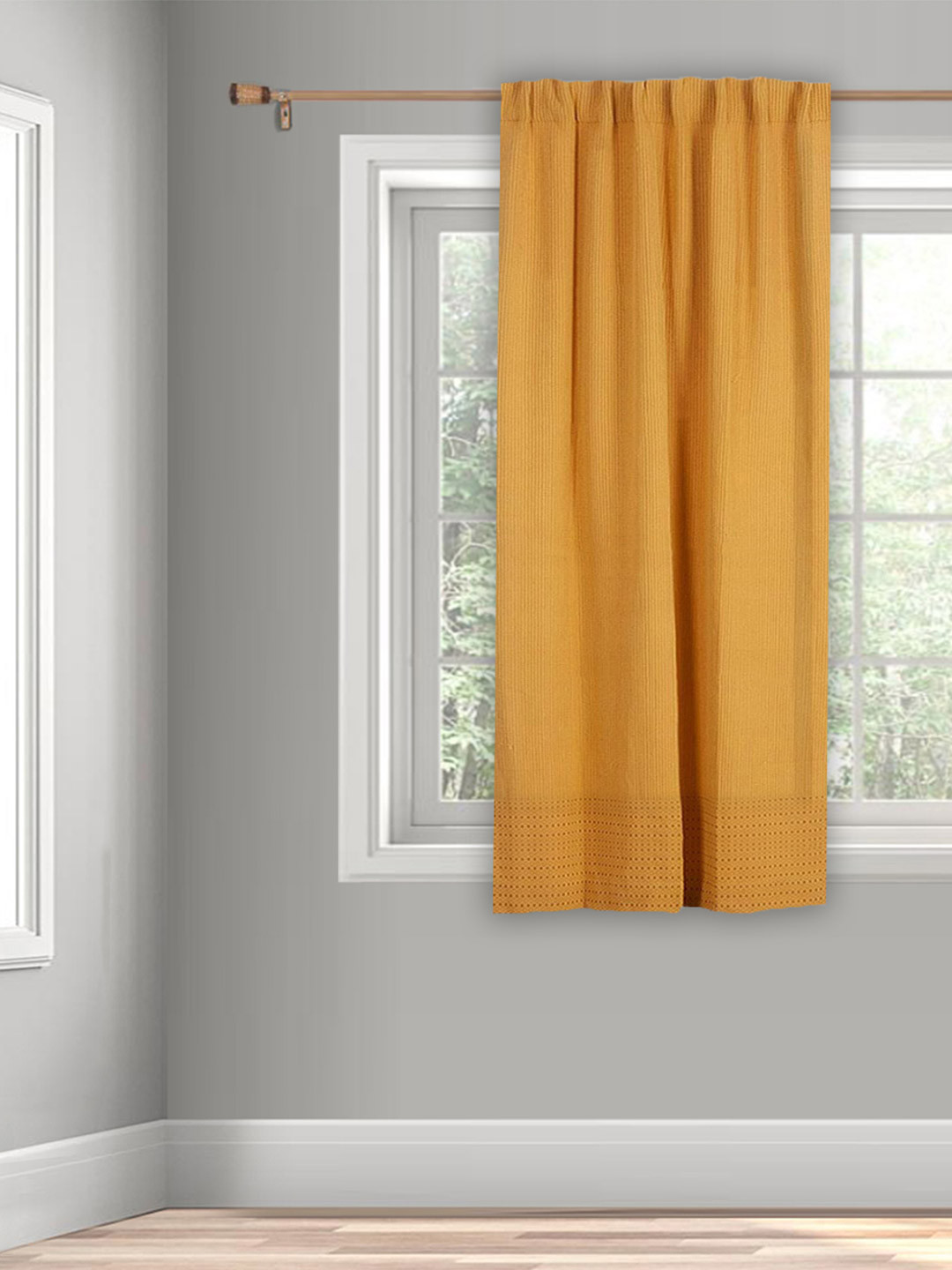 Fabindia Natali Yellow Striped Cotton Window Curtain