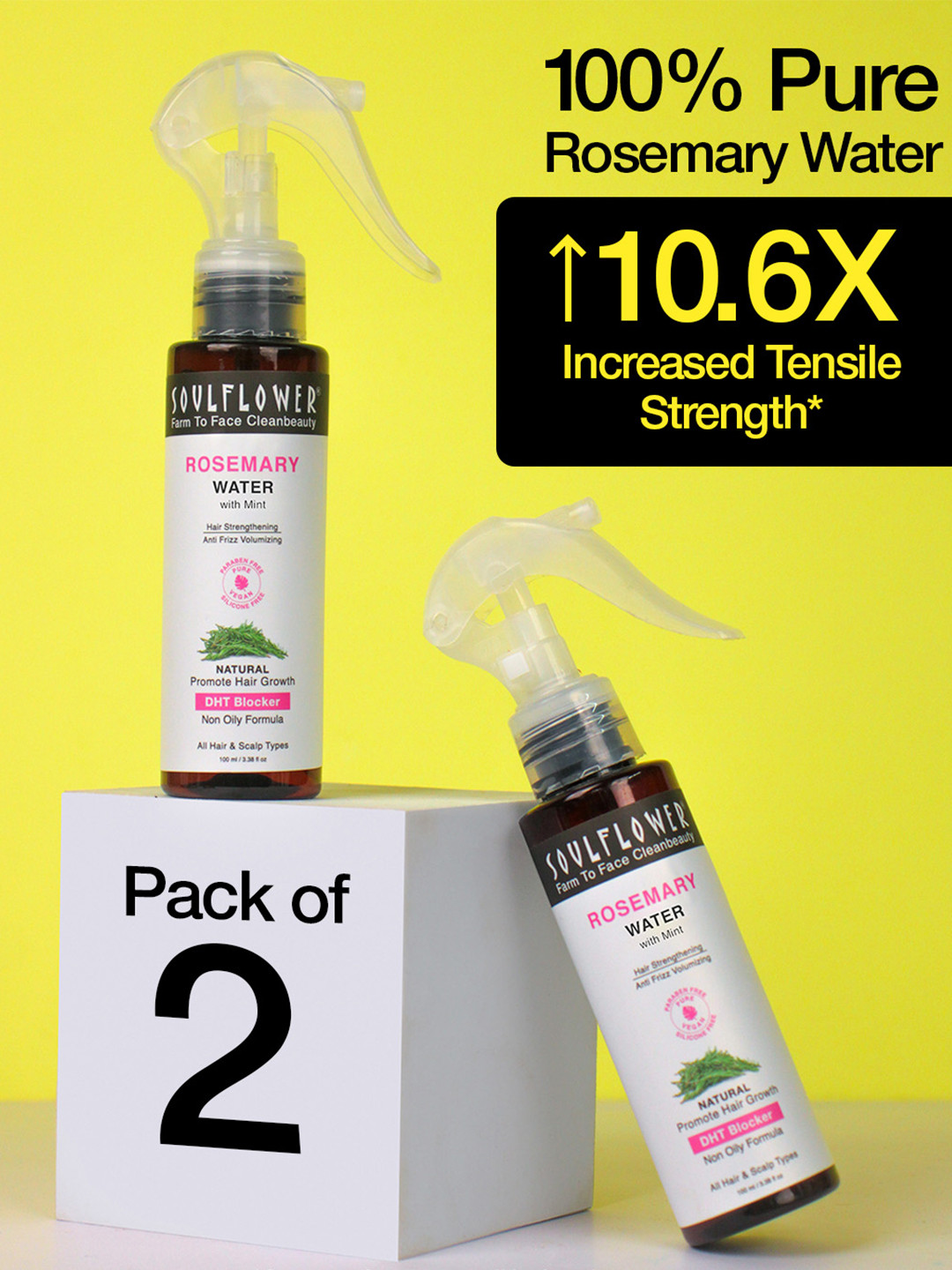 Soulflower Set of 2 Rosemary Water Spray With Niacinamide For Frizzy Hair & Hair Growth