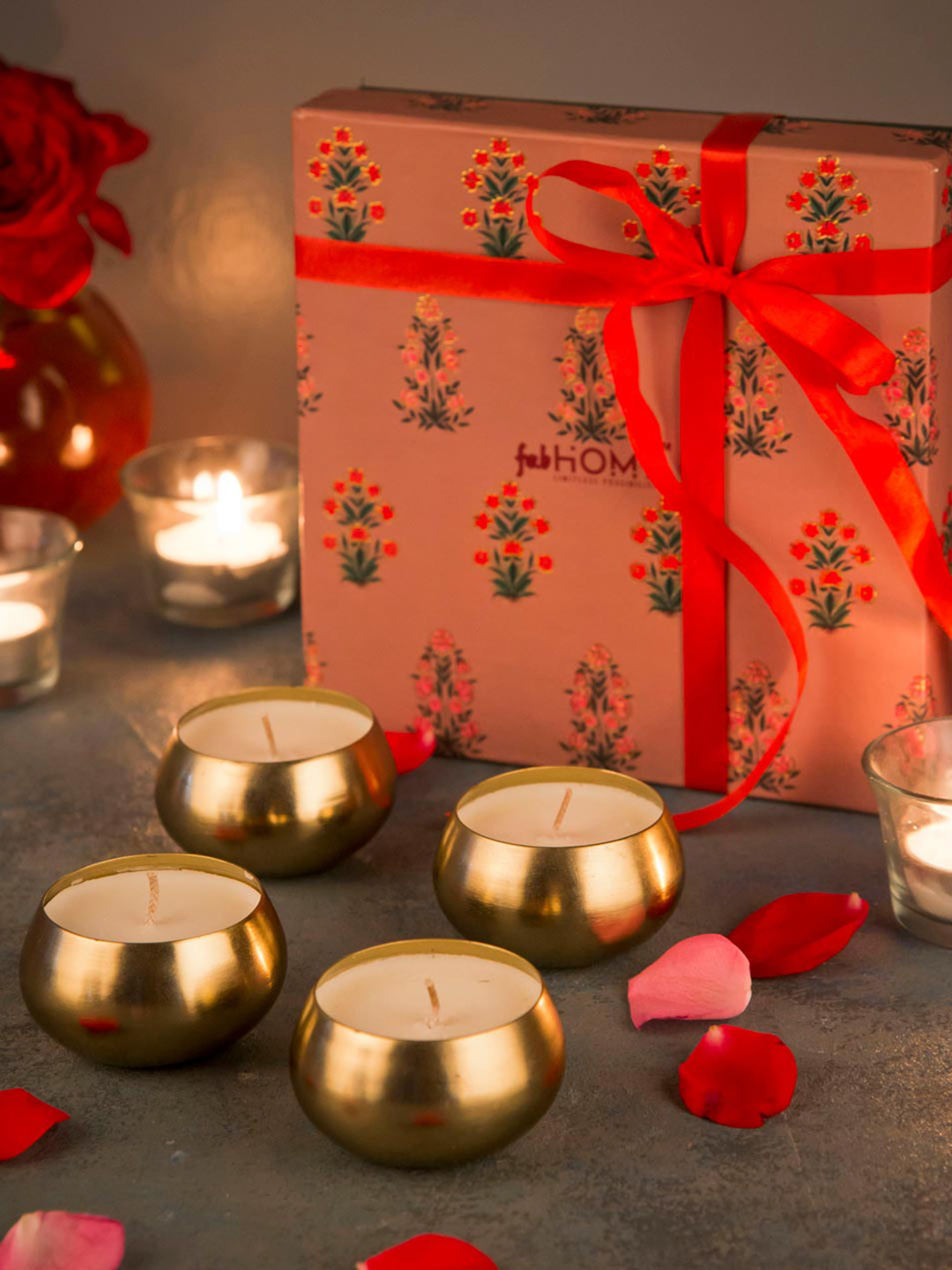 Fabindia Shalimar 4Pcs Scented 1 Wick Scented Solid Geometric Regular Jar Candles