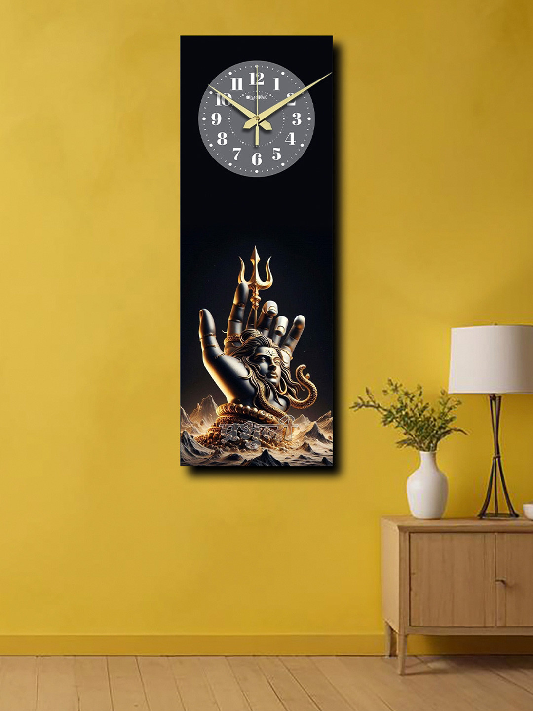 OLIVE TREE Black Wood Tic-Toc Movement Rectangle Battery Analogue Wall Clock