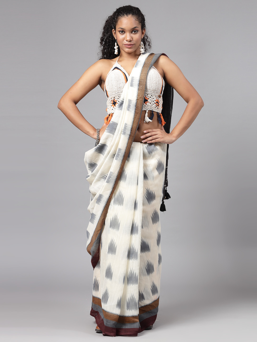 Velvery Women Self Design Halter Neck Crochet Cotton Bralette Top