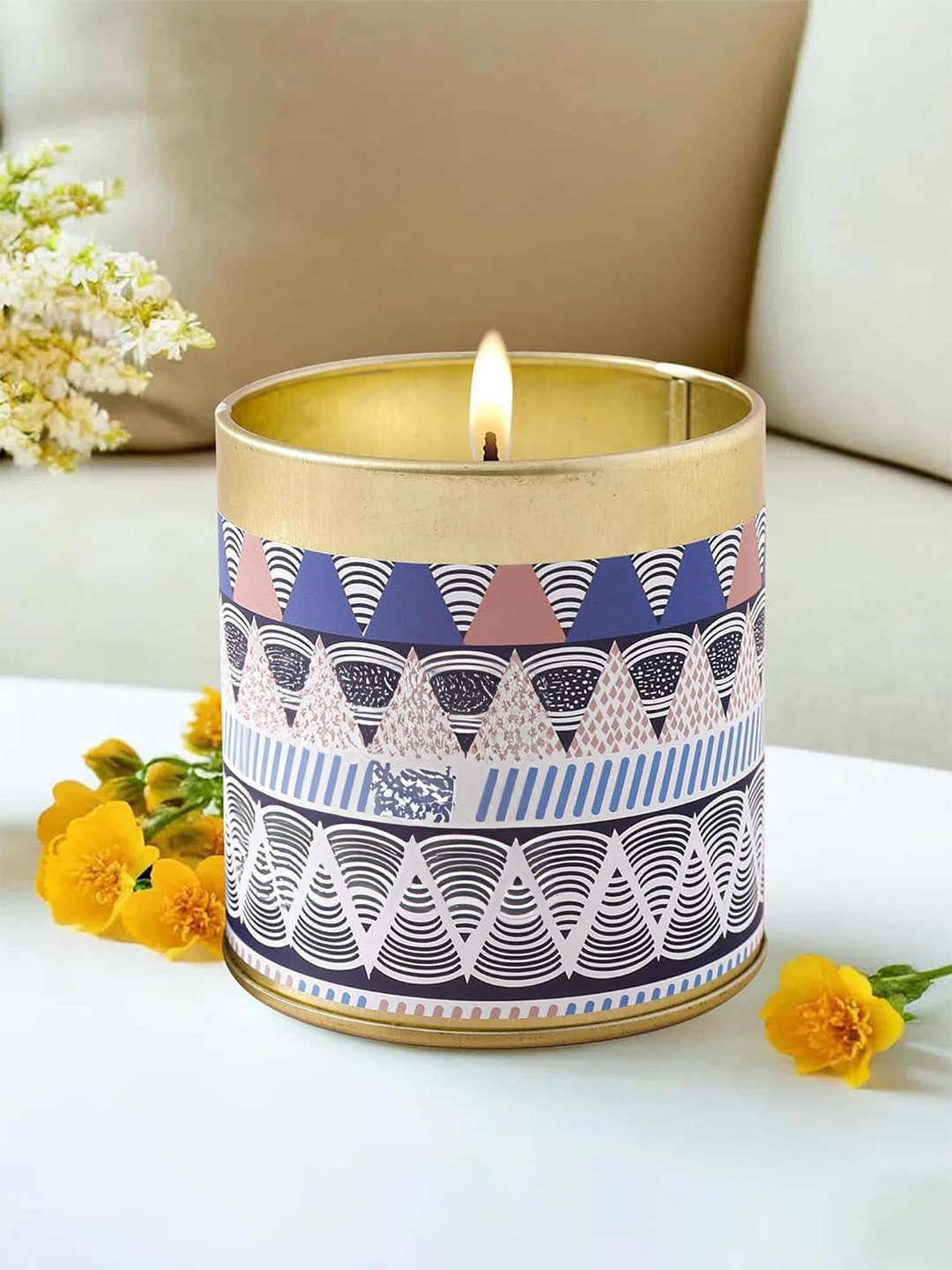 Ekhasa Textured Aroma Soy Wax 1 Wick Black Snake Abstract Geometric Regular Jar Candles