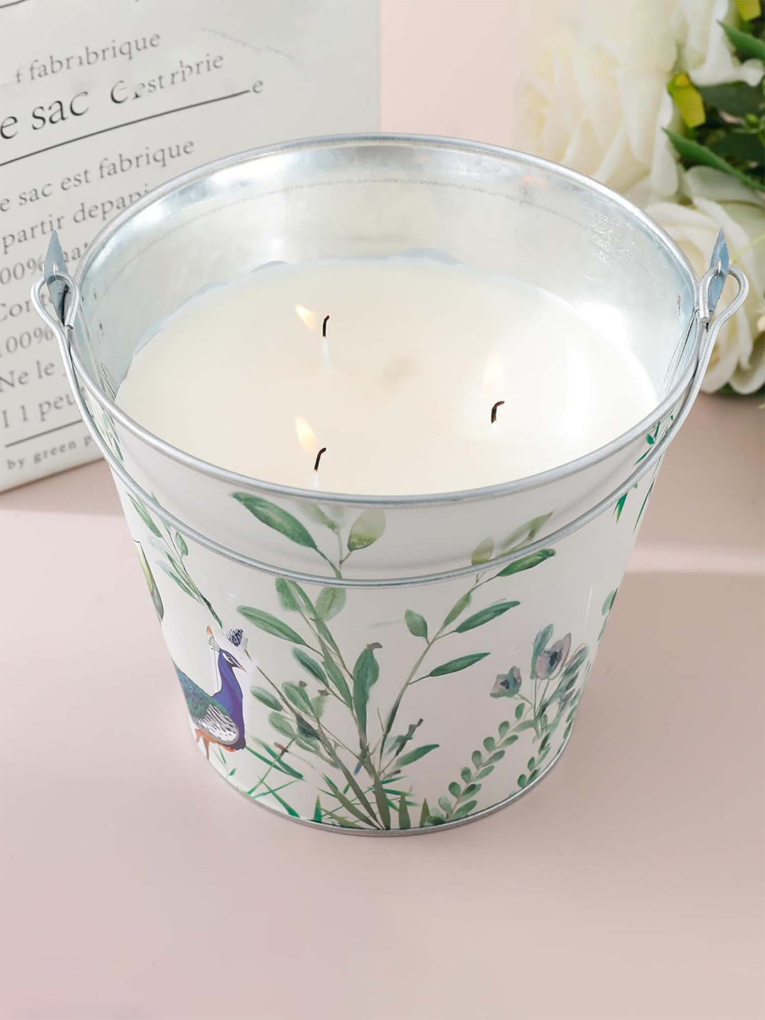 Ekhasa Textured Aroma Soy Wax 3 Wick Lemon Grass Abstract Geometric Regular Jar Candles