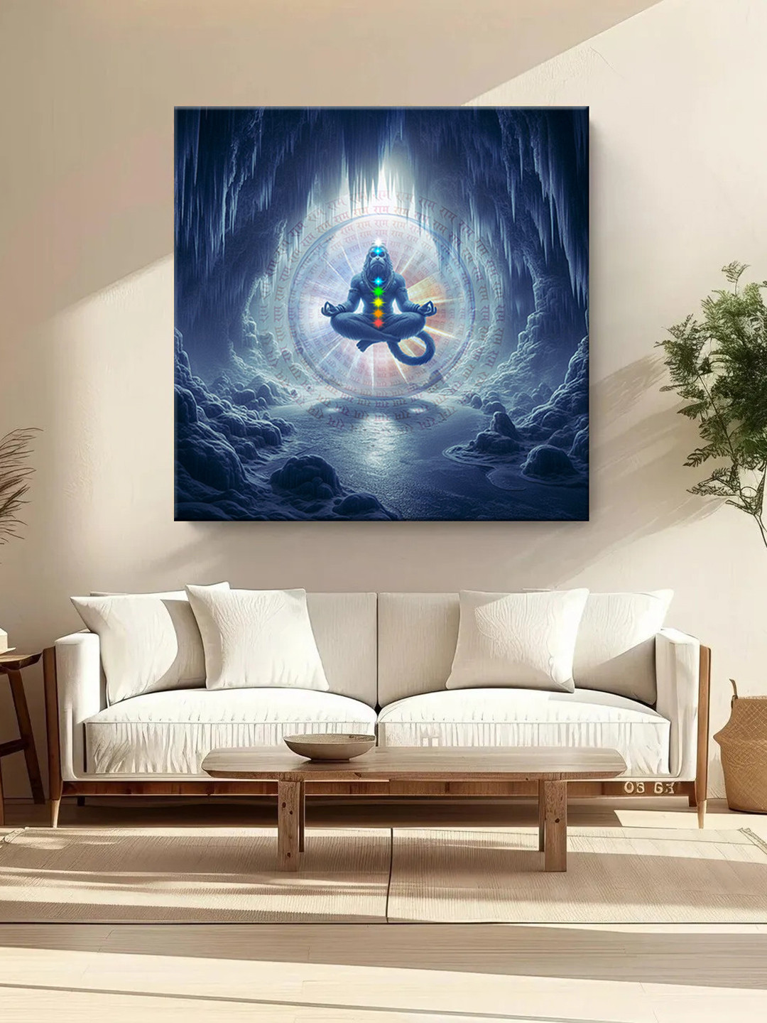 999Store Lord Shiva Blue Canvas Wall Living Room Square Paintings Wall Art -24 x 24In