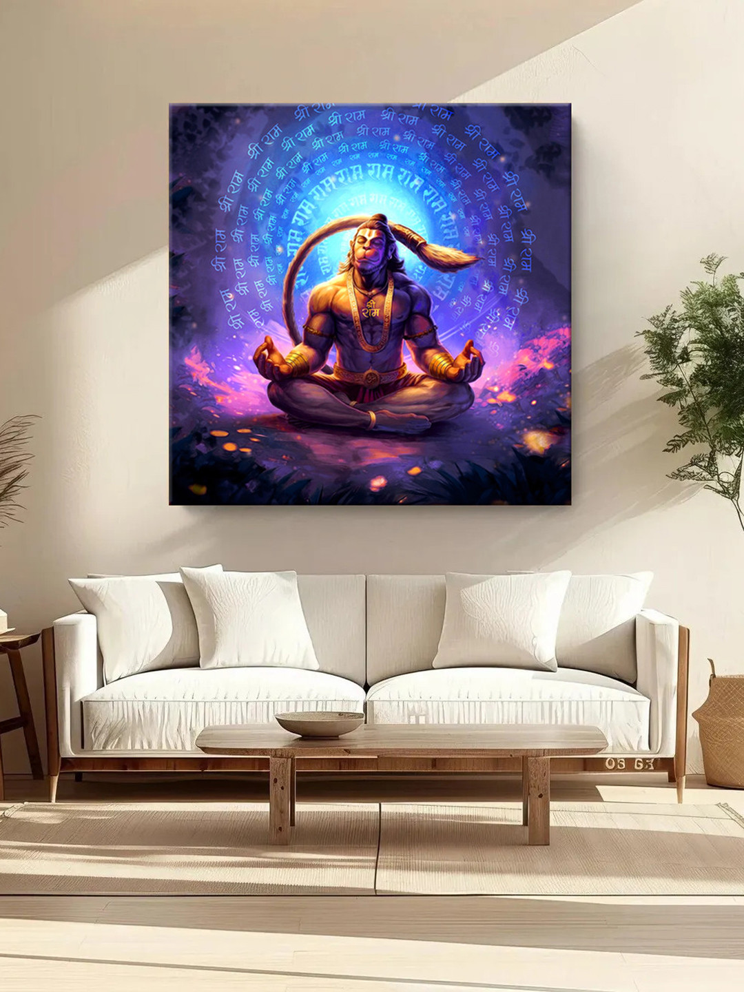 999Store Lord Hanuman Blue Canvas Wall Living Room Square Paintings Wall Art -24 x 24In